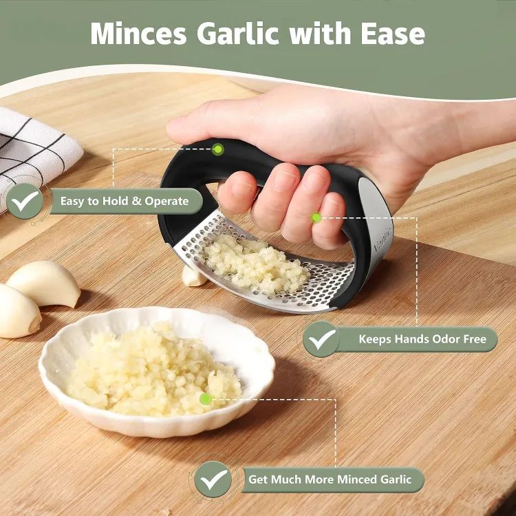 Stainless Steel Garlic Press Manual Mincer Chopping Tools Curve Fruit Vegetable Cooking Kitchen Gadgets