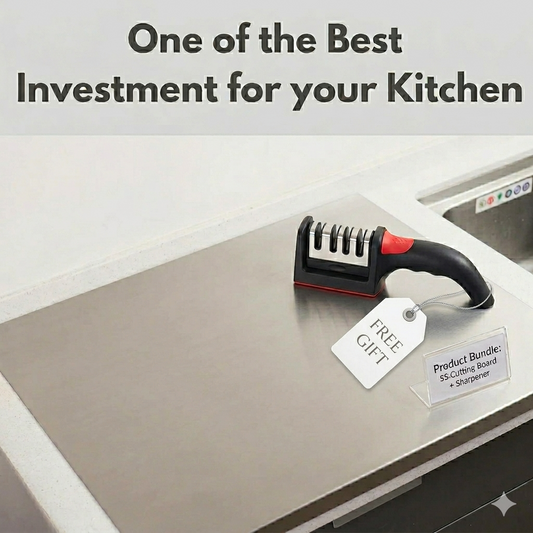 "Premium Stainless Steel Cutting Board + Free Knife Sharpener"