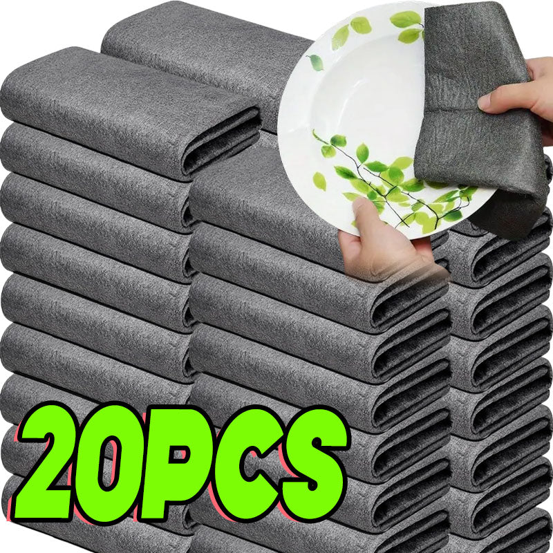 20PCS Magic Cleaning Cloths Reusable Microfiber Washing Rags Car Window Mirror Wipe Towels Rag Household Kitchen Clean Tools