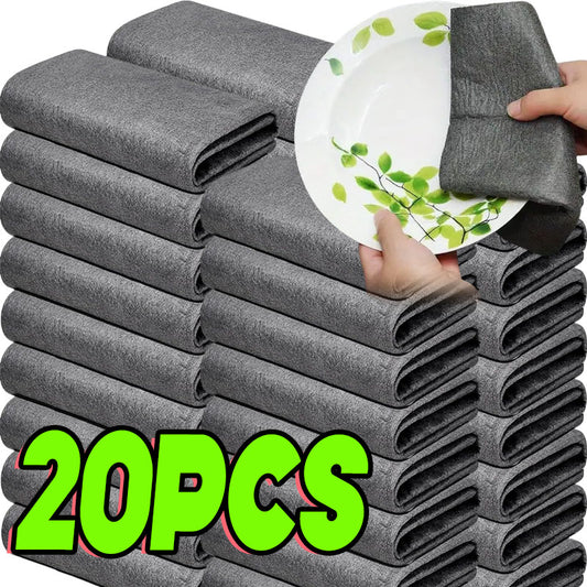 20PCS Magic Cleaning Cloths Reusable Microfiber Washing Rags Car Window Mirror Wipe Towels Rag Household Kitchen Clean Tools