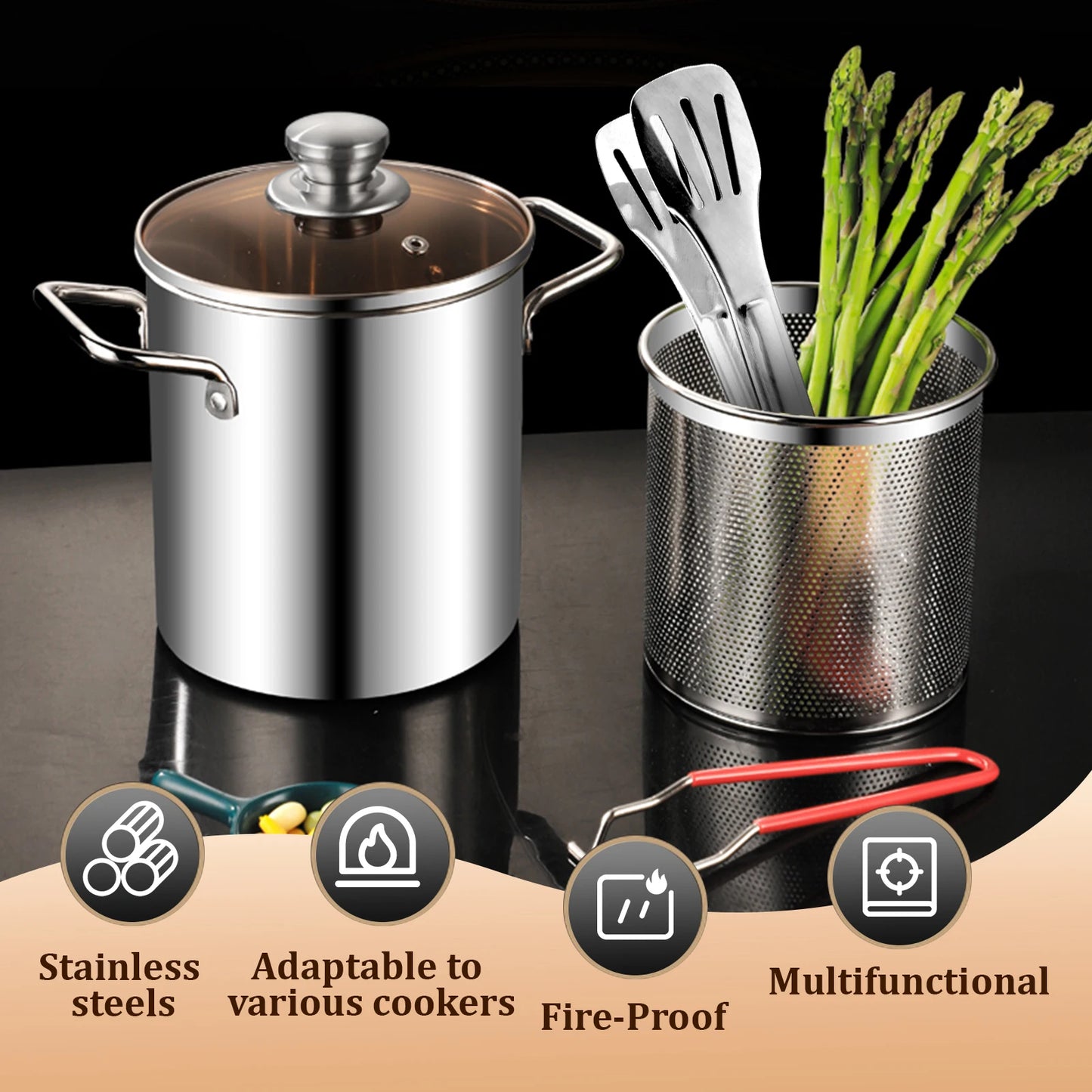 Deep Fryer Pot 1200ml Stainless Steel