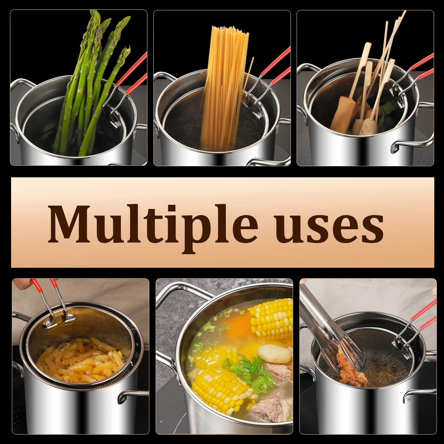 Deep Fryer Pot 1200ml Stainless Steel
