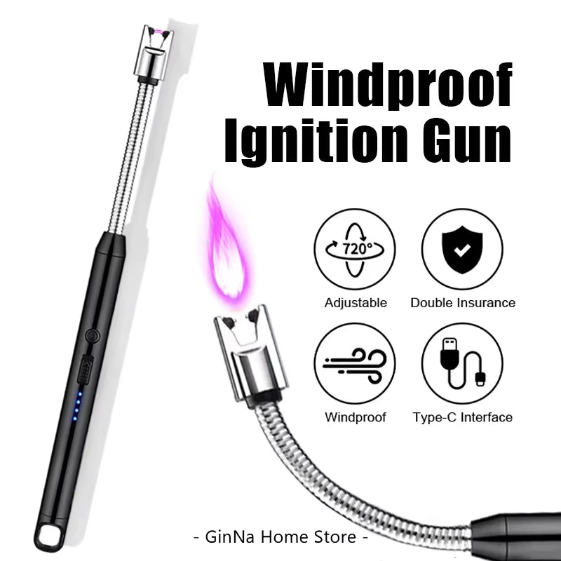 Windproof Lighter Arc Pulse Ignition Guns USB Rechargeable Type-C
