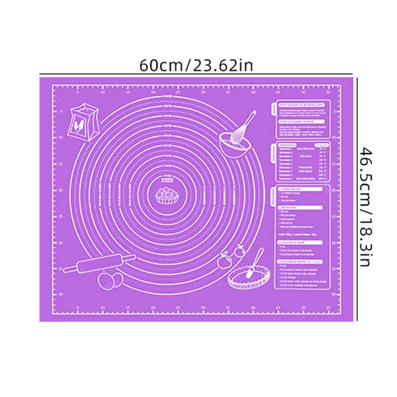 60cm Silicone Pad Baking Mat Sheet Kneading Dough Mat for Kitchen